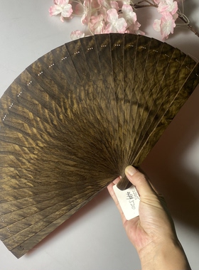 金丝楠木苏扇阴沉木工艺扇中式实木折扇摆件实惠乌木扇子送礼佳品