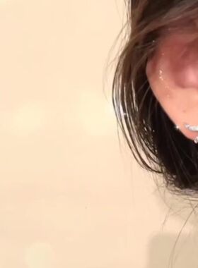 zmini简约闪钻蓝色海星耳