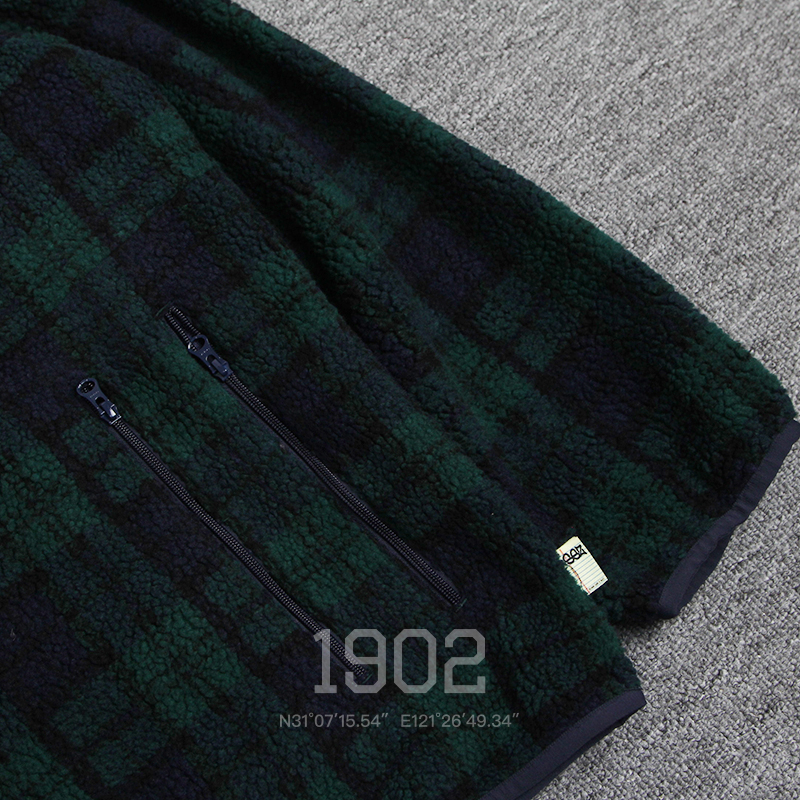 现货 BEAMS SSZ JACQUARD FLEECE JACKET 摇粒绒格纹夹克外套 - 图1