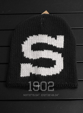 现货 STUSSY KNIT SKULLCAP BURLY S大Logo 粗线针织帽冷帽毛线帽