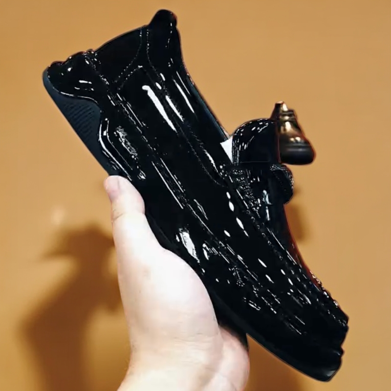 欧洲新款真皮豆豆鞋男一脚蹬厚底休闲圆头皮鞋时尚漆皮潮流乐福鞋,淘宝优惠券,粉丝福利购,淘宝优惠卷