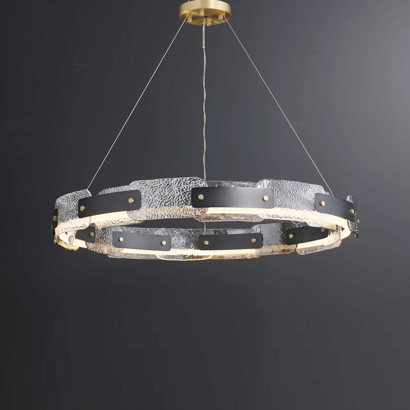 工厂后现代轻奢客厅玻璃圆形样板房卧室设计师环形创意吊灯客厅吊 - 图0