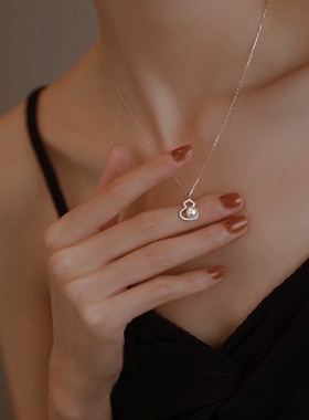 925纯银葫芦吊坠淡水珍珠项链 新中式复古轻奢小众锁骨链女礼物