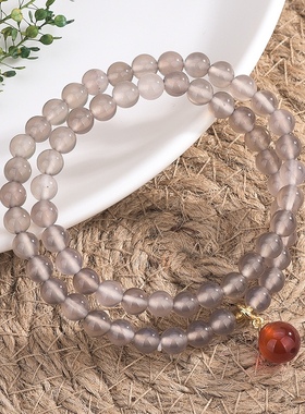 天然烟紫玛瑙烟灰色多圈手链 时尚DIY女款手链饰品中式手串礼物