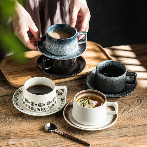 高颜值日式咖啡杯碟勺套装 料理餐厅商用特色水杯马克杯茶水杯子 - 图0
