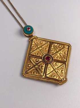 设计款红宝石琉璃复古吊坠