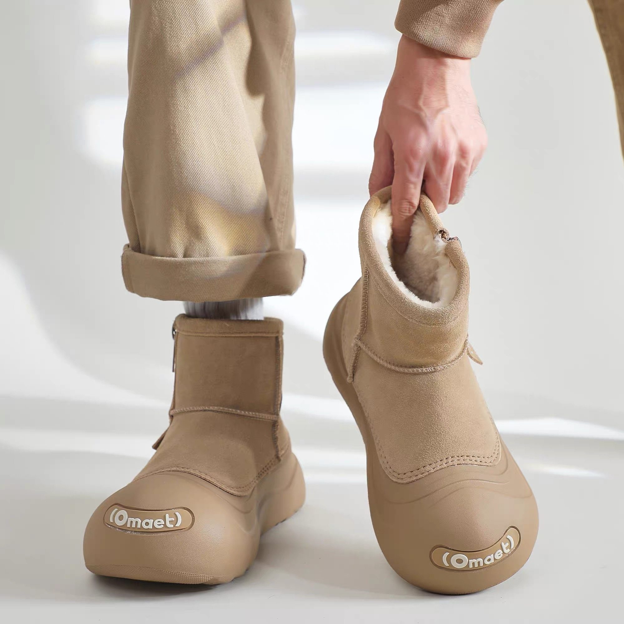 雪地靴男款冬季加绒加厚开口笑皮毛一体零下40度防滑防寒丑萌棉鞋,淘宝优惠券,粉丝福利购,淘宝优惠卷