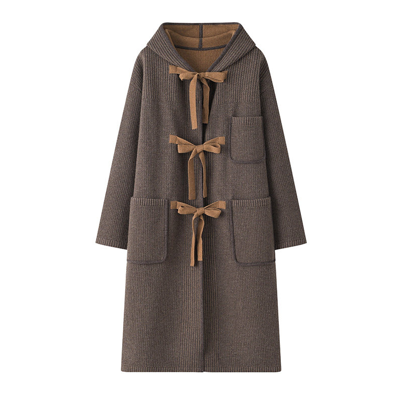 双提加厚带帽系带100羊绒大衣秋冬季女中长直筒廓形修身遮肉外套,淘宝优惠券,粉丝福利购,淘宝优惠卷