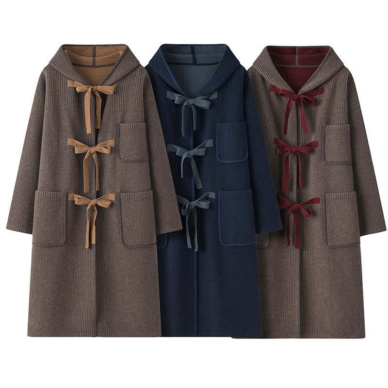 双提加厚带帽系带100羊绒大衣秋冬季女中长直筒廓形修身遮肉外套,淘宝优惠券,粉丝福利购,淘宝优惠卷