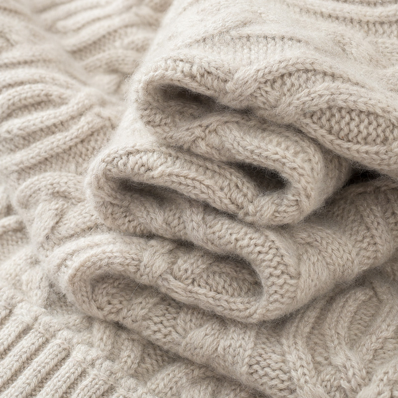 粗针加厚4股中长款~100山羊绒连帽女开衫鄂尔多斯市绞花大衣外套 - 图2