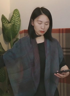 云雾纱方巾200支山羊绒喷绘春夏空调房渐变披肩
