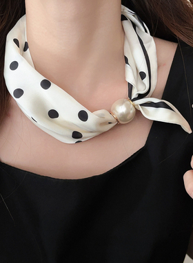 磁吸扣仿珍珠项链女系脖丝巾颈链