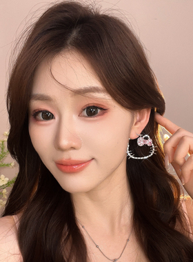 满钻hellokitty银色耳圈