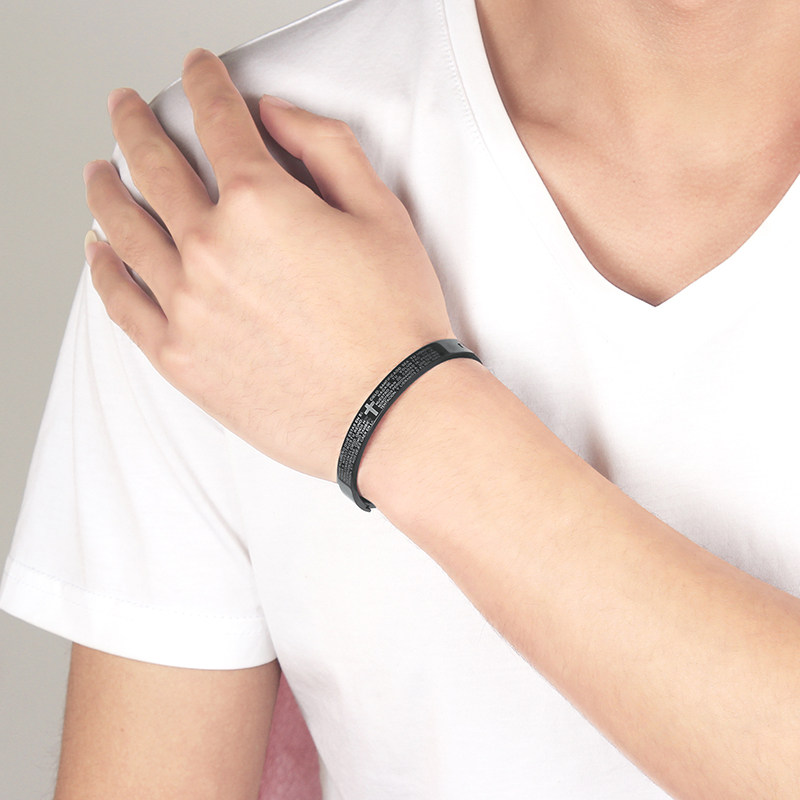 十字架男士韩版个性潮男单身手镯 银鸿手链