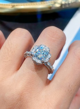 D色2克拉莫桑钻戒指可过测钻笔有腰码带证书