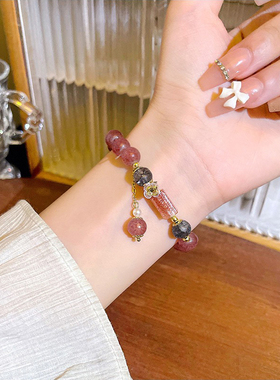 南瓜先生新中式粉色珠子手链