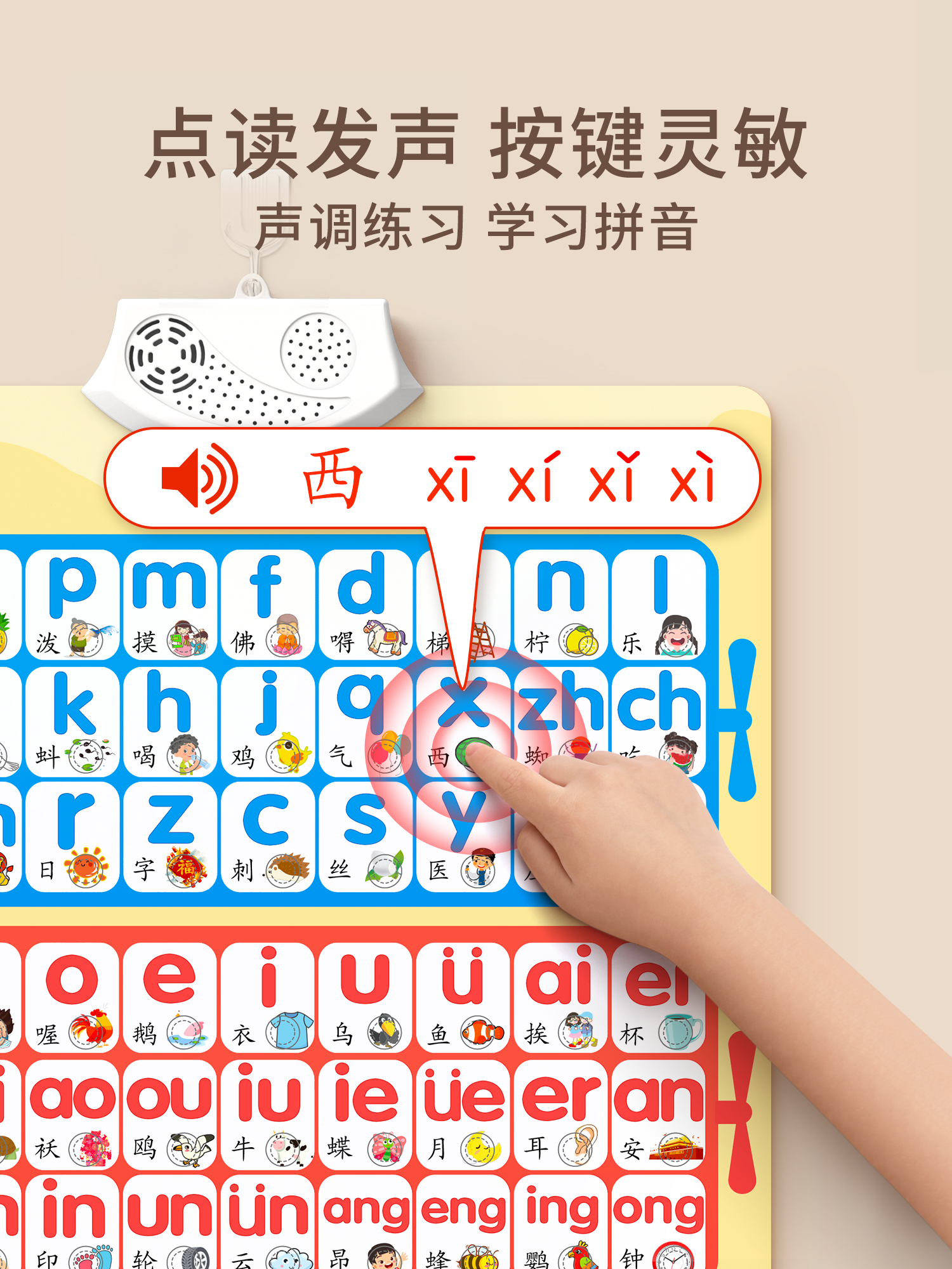 汉语拼音字母表墙贴拼读训练有声挂图声母韵母幼小衔接点读发声书-图1