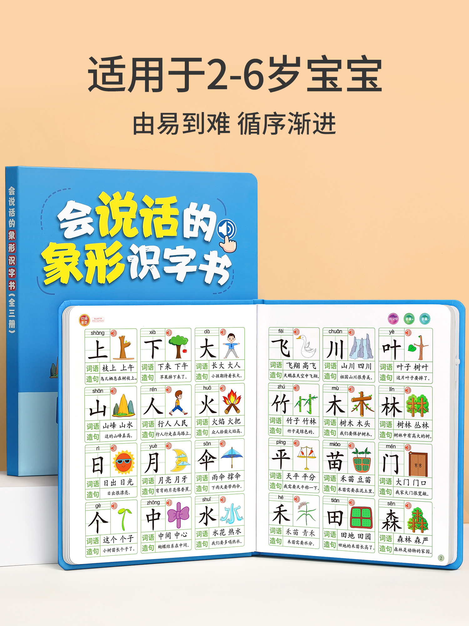 幼儿园识字大王3000字点读机认字有声书儿童看图卡片早教发声神器 - 图0