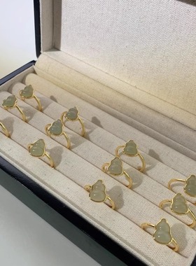 天然和田玉碧玉葫芦戒指女轻奢