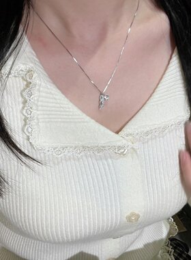 爆闪仿莫桑钻羽毛项链女清冷感