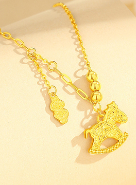 碎冰冰金色马上有钱项链女2026本