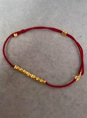 招财钱币转运红绳手链碎冰冰编绳