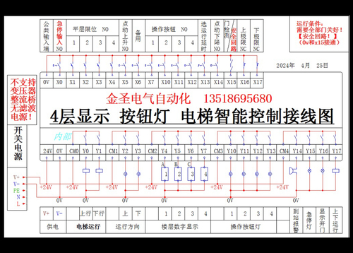 四层控制主板货梯传菜电梯家用梯杂物电梯4三二层显器PLC程序三菱