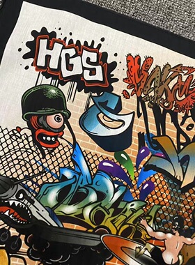 复古印花方巾潮牌街头领巾棉hiphop街舞骑士机车头巾遮阳围脖面巾