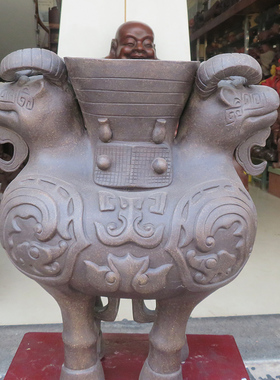 宜兴紫砂摆件古董收藏品手工青铜