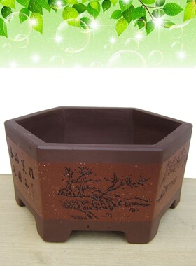 六方花盆紫砂宜兴接水盘大号直销