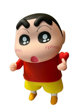 手持爱心比芯小新蜡笔小新摆件手办人偶公仔可爱家居摆件搪胶材质