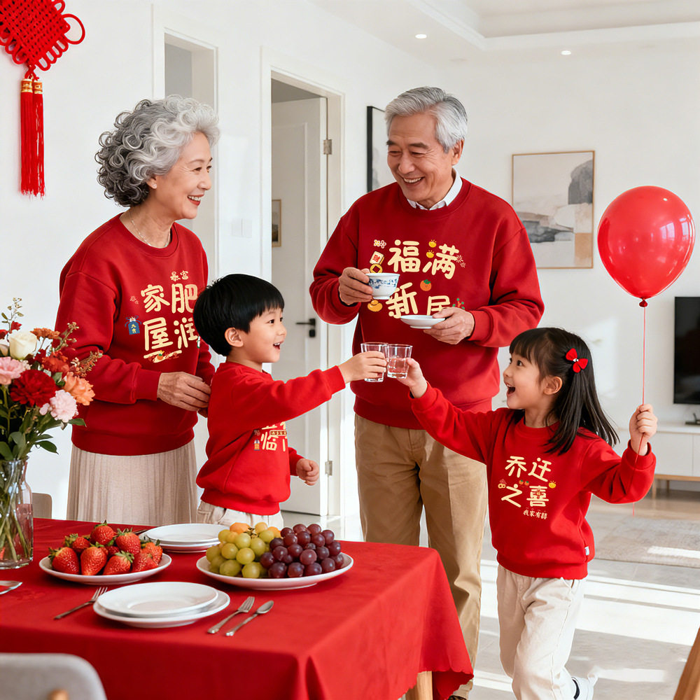 一家三四六口红色亲子家庭装喜庆卫衣全家福搬家进宅大吉乔迁之喜,淘宝优惠券,粉丝福利购,淘宝优惠卷