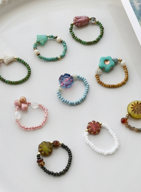 花糖戒指捷克琉璃珠轻复古