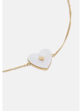 代购Fossil化石手链女士优雅简约精致百搭金色心形吊坠装饰水晶