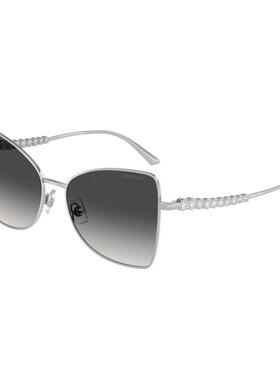 代购Jimmy Choo女士太阳镜防紫外线遮光渐变镜片轻盈蝴蝶形银色