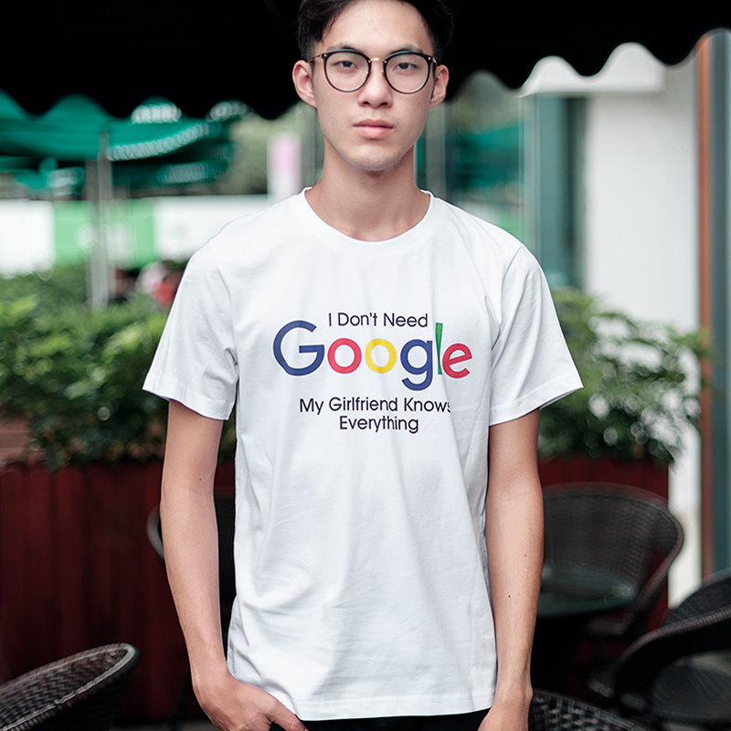 搞怪google谷歌创意情侣t恤韩版短袖t恤宽松夏季bf风geek个性体恤-图2