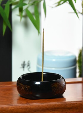 大漆盘香炉福州漆器犀皮漆香薰炉