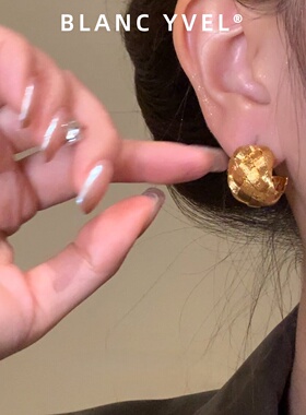 复古编织拉丝纹理耳钉