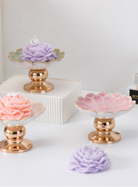 欧式轻奢高脚陶瓷供佛供神香薰蜡烛摆台家居摆件漫烛光晚餐