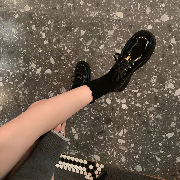 真皮乐福鞋女2025秋冬新款加绒厚底小皮鞋平底黑休闲绑带法式单鞋,淘宝优惠券,粉丝福利购,淘宝优惠卷