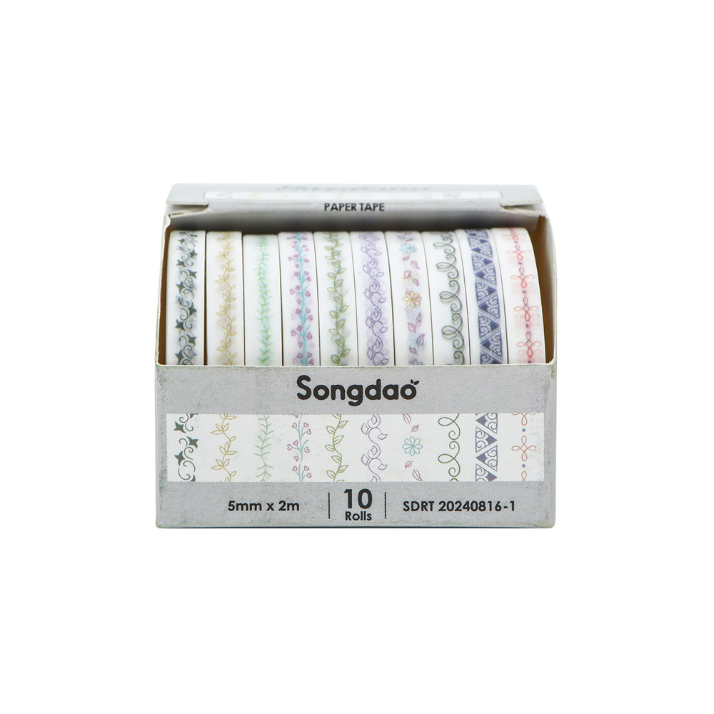 青栀10卷和纸胶带组合套装细款分割线几何花草边框复古手帐素材贴,淘宝优惠券,粉丝福利购,淘宝优惠卷