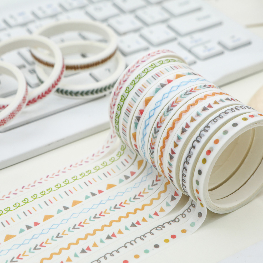 青栀10卷和纸胶带组合套装细款分割线几何花草边框复古手帐素材贴,淘宝优惠券,粉丝福利购,淘宝优惠卷