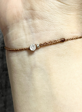 S925纯银小猫小狗天然石编织手绳可调节闺蜜礼物学生礼物简约中式