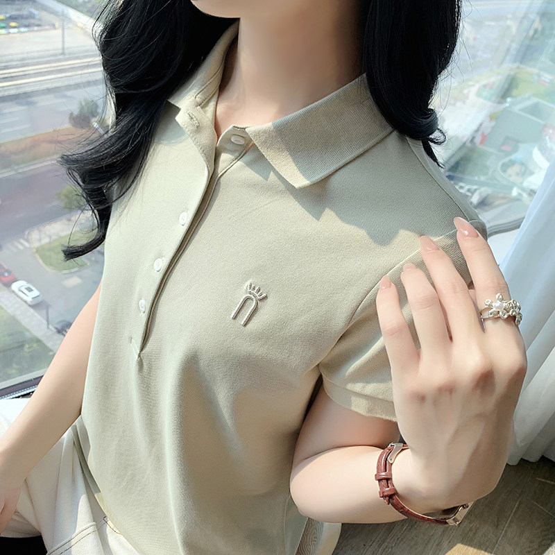 刺绣polo衫女春夏新款正肩大码休闲短袖翻领t恤团体工装 定制Logo,淘宝优惠券,粉丝福利购,淘宝优惠卷