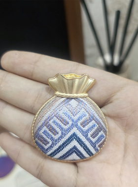 银蓝几何纹系列壮锦发夹发饰侧夹发卡胸针广西非遗侧边三月三饰品