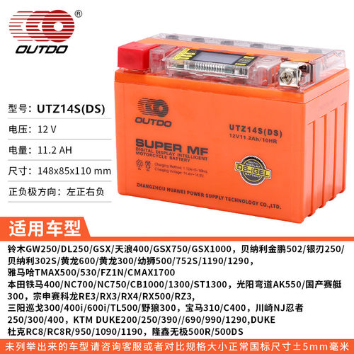 贝纳利摩托车电瓶12V黄龙600/300/250红宝龙150金鹏502电瓶9a通用 - 图3
