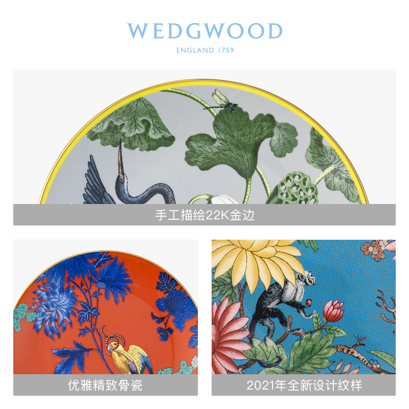 英国WEDGWOOD玮致活漫游美境骨瓷盘子餐具欧式西餐盘菜盘20cm - 图2