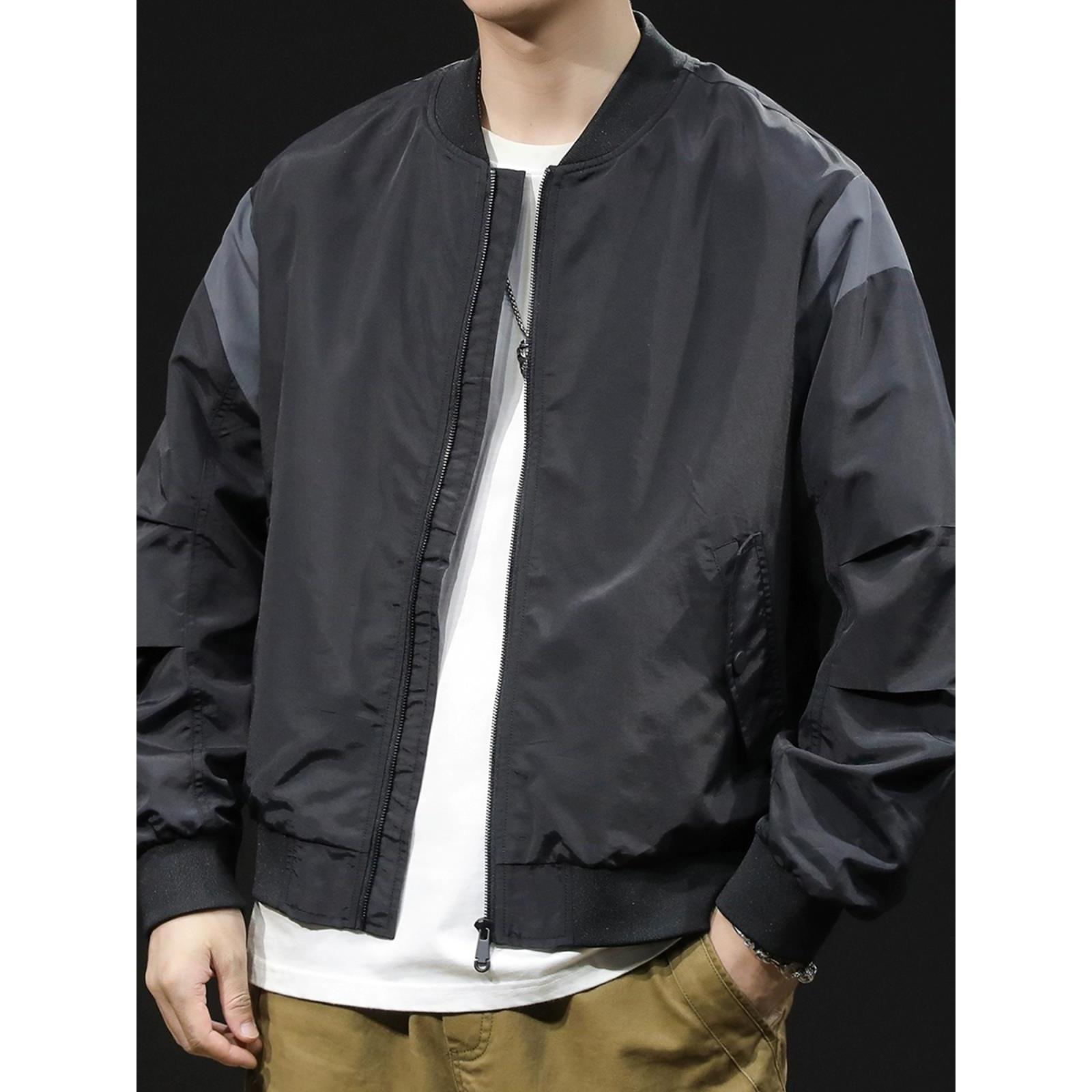 Jackets, men's spring and autumn men's clothing, trendy men's black tops, autumn 2026 new men's baseball uniforms, large size