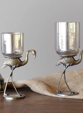 美式创意复古玻璃摆件客厅软装