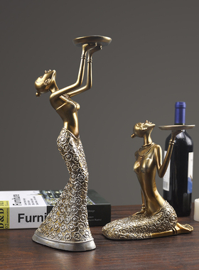 复古风美女孩家居客厅摆设品烛台